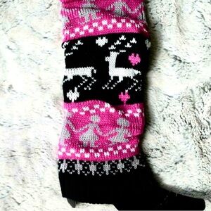 NEW Winter Pink Black Grey White Leg Warmers Knitted Knee high Cu…